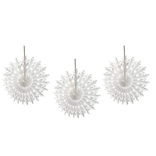 PMS 3PK PAPER SNOWFLAKE DECORATION IN OPP BAG WITH INSERT