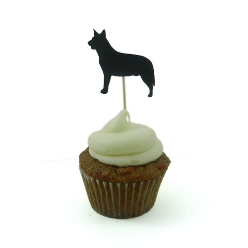 Australian Cattle Dog Cupcake Topper Set of 12 Black Cattle Dog Cupcake Toppers Pet Decorations Pet Birthday Party Decorations Pet Party Dog