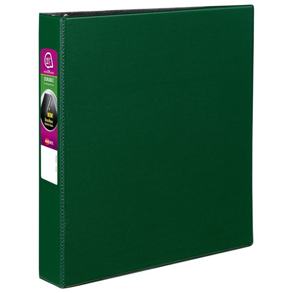 Avery Durable 3 Ring Binder, 1.5" Slant Rings, 1 Green Binder (27353)