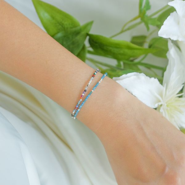 [Arin] 925 Silver Raw Stone Bead Bracelet