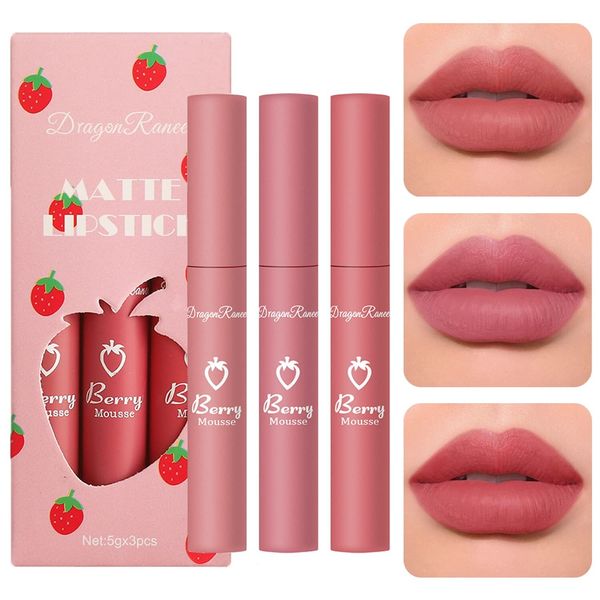 3 Piece Nude Matte Lipstick Set
