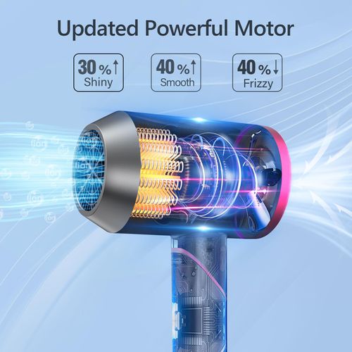 DEWILY Professional Hair Dryer Ionic Folding Hair Dryer Travel Hair Dryer Small Hair Dryer Quiet with 1 Styling Nozzle, 3 Heat Settings, Strong Travel Hair Dryer for Family