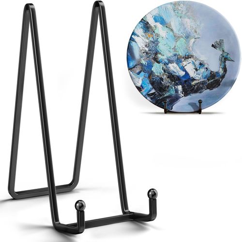 IPAME 16 Inch Heavy Duty Plate Stand (2 Pack) - Metal Display Easel for Large Plates, Picture Frames, Signs, Posters, Decorative Platters
