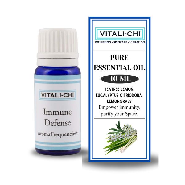 Vitali-Chi Immune Defence Pure Essential Oil - 10ml | With Teatree Lemon, Eucalyptus Citriodora & Lemongrass | For Diffusers, Aromatherapy, Skin Care, Massage & Bath Oil