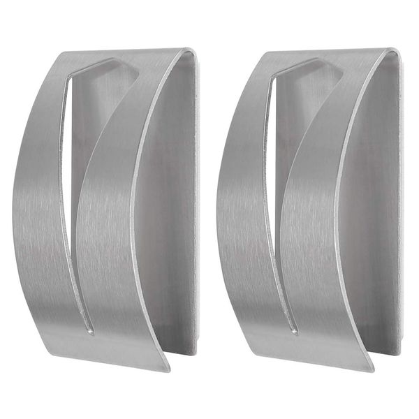 FOCCTS 2Pcs Tea Towel Holders - Self Adhesive Towel Holders Brushed Stainless Steel Hand Towel Hook Rack Hangers Rustproof