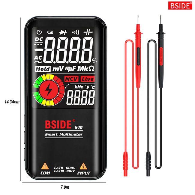 BSIDE Digital Multimeter Smart Electrician Tester USB Charge T-RMS DC AC  Voltage Capacitance Ohm Hz