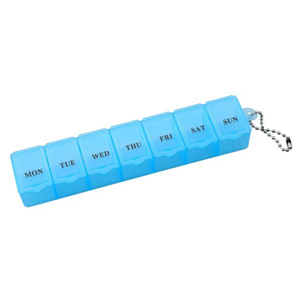 Jagowa 1 Piece Personal Pill Box Organizer 7 Day One Time Portable Storage Box Weekly Organizer Pill Dispenser Case for Vitamins Medication (Blue)