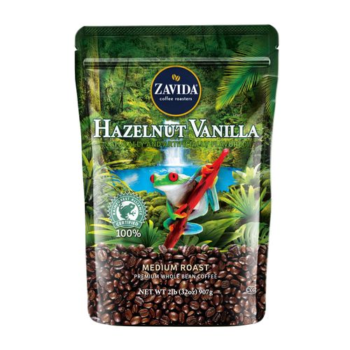Zavida Hazelnut Vanilla Whole Bean (32 OZ), 32 Ounce, 2 Pound (Pack of 1)
