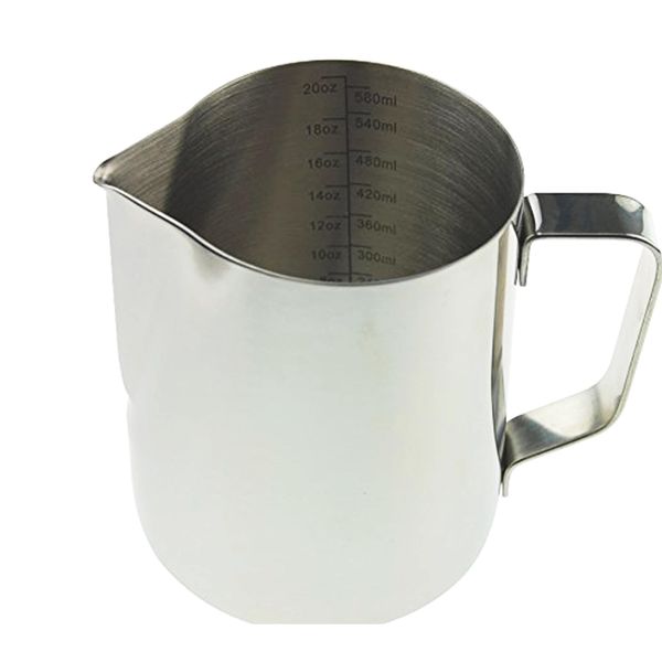 600ml Barista Milk Jug for Coffee Machine, Milk Frothing Jug Pitcher Metal Steamer Ideal Stainless Steel Milk Steaming Jug for Frothing Milk Coffee Machine Accessories