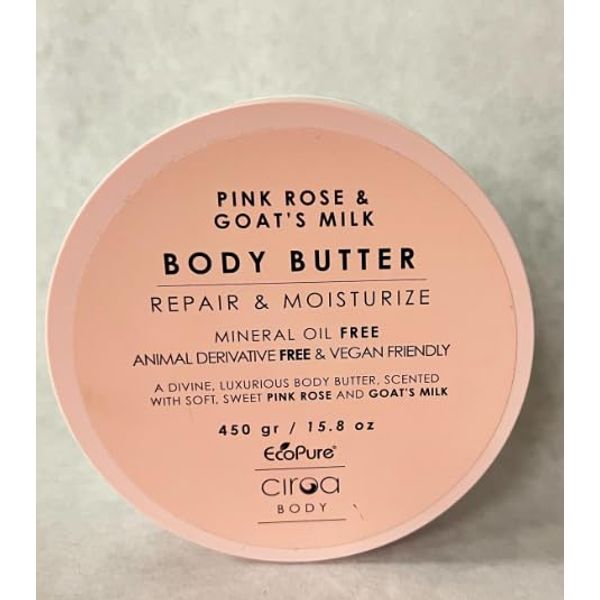 Ciroa, Pink Rose & Oat Milk Body Butter, Repair & Hydrate, Dermatologically Tested & Vegan Friendly, 15.8 oz / 450gr