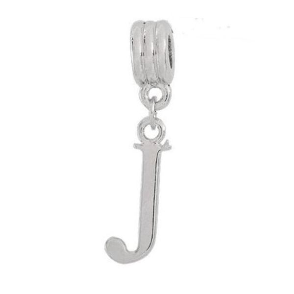 Alphabet Letter Initial Pendant Dangle Charm Beads for Charm Bracelets (Letter 'J')