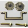 SMALL ANTIQUE BRASS 2.5" Centers Colonial Revival Drawer Pull Square Handles Hex