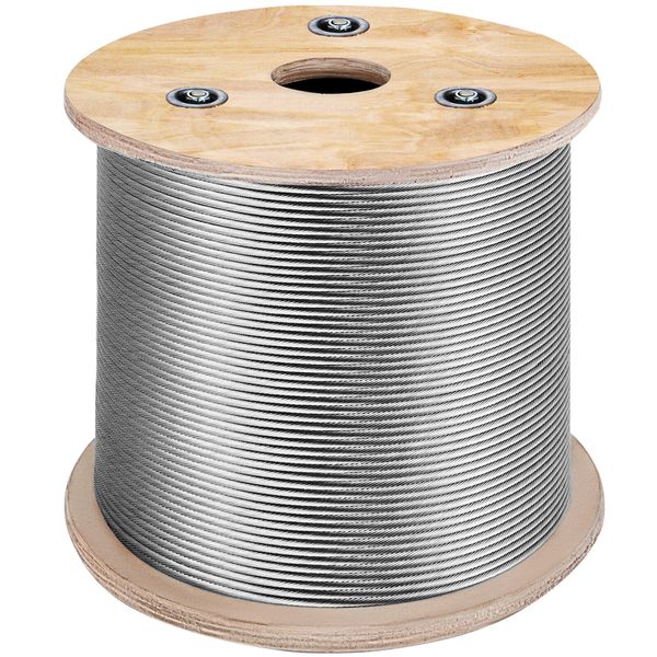 VEVOR T316 Stainless Steel Cable 1/8" 7x7 Steel Wire Rope 500ft Cable Railing