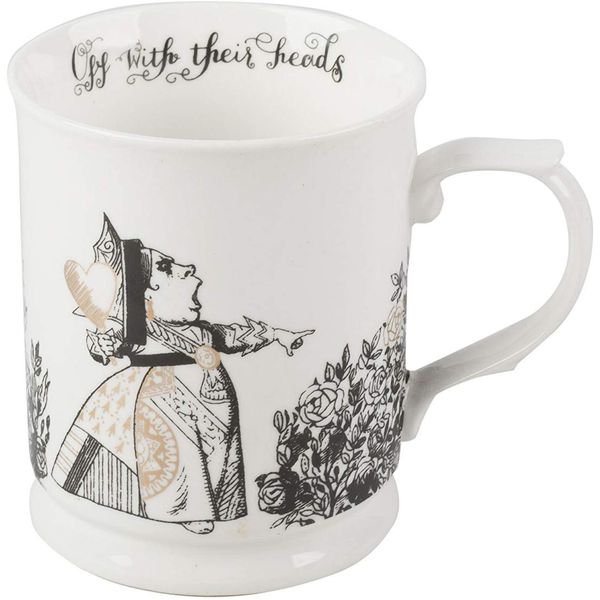 V andA Alice in Wonderland Mug with Queen of Hearts Design in Gift Box, Fine China, White, 400 ml