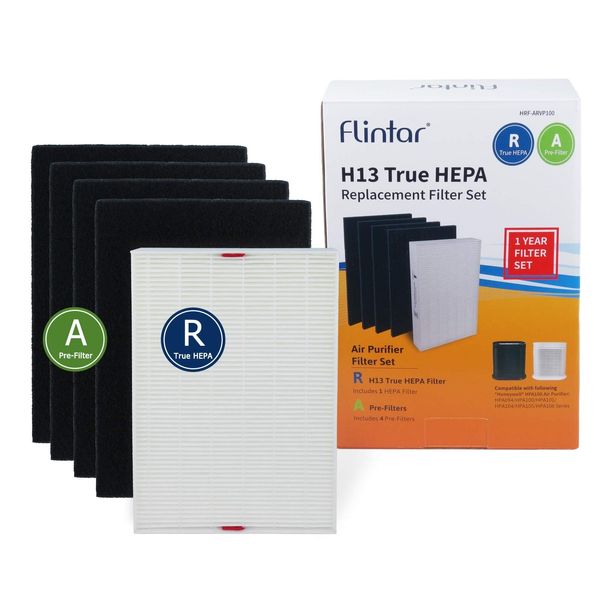 Flintar HPA100 H13 True HEPA Replacement Filter A/R Combo Pack, Compatible with