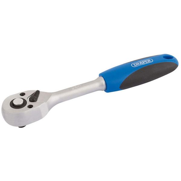 Draper Reversible Soft Grip Ratchet | 1/4" Square Drive 72 Tooth | Torque Socket Wrench | 16427