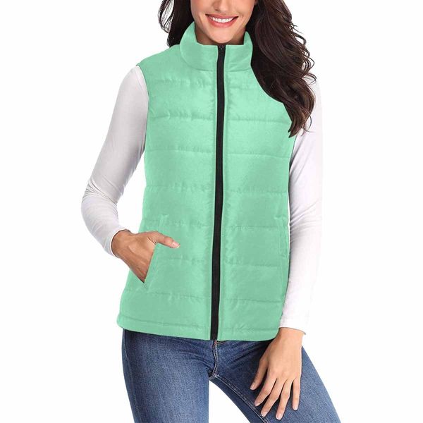 Womens Puffer Vest Jacket / Seafoam Green - S