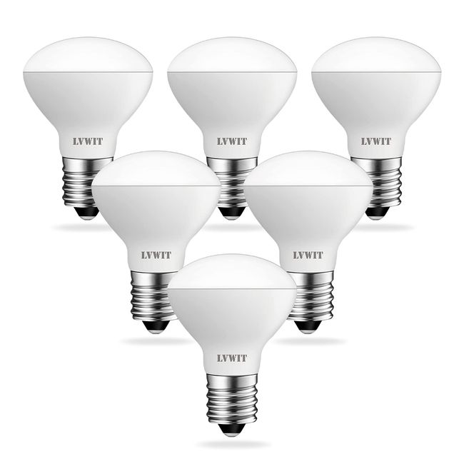 LVWIT LED Bulb, E17 Base, Mini Reflex Bulb, 400 Lumens, 4W (40W Equivalent), Downward Type, Daylight White, 5000K, Mini Reflex Lamp, PSE Certified, Pack of 6