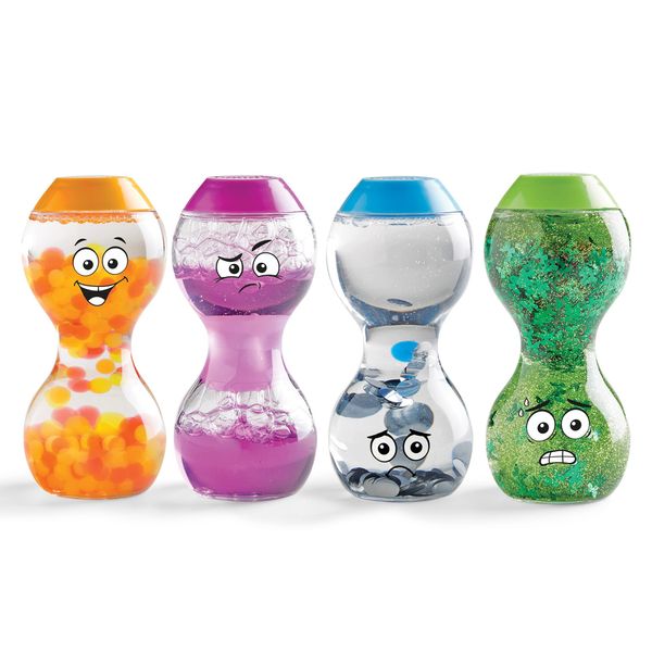 Learning Resources Express Your Feelings Sensory Bottles, Excited Impatient Lonely Nervous, Ages 3+, Emotions Toys for Children, Sensory Play, Fidget Toys, Social and Emotional Learning