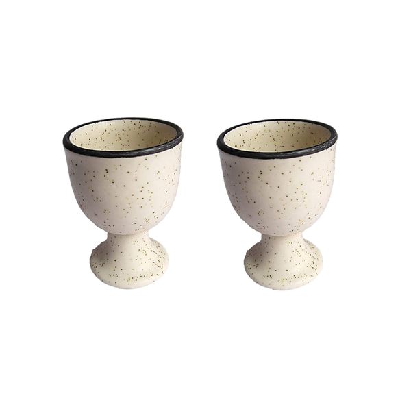 Soft Boiled Egg Holder | Ceramic Egg Cup Set | Ceramic Egg Holder Pottery Housewarming Gift set of 2 (Ivory)