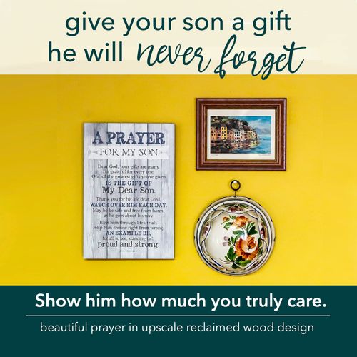 DEXSA Son Prayer Wood Plaque - Made in the USA - 6x9 - Vertical Frame Wall & Tabletop Decoration | Easel & Hanging Hook | Dear Lord, one of The Greatest Gifts You've Given is The Gift of My Dear Son