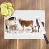 White Farm Animals Collage Glass Chopping Board Kitchen Worktop Saver Protector