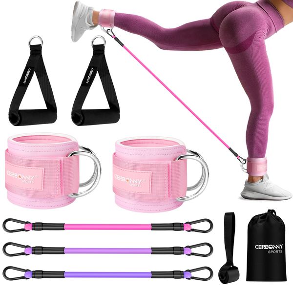 Ankle Resistance Bands with Cuffs,Ankle Bands for Working Out,Resistance Bands for Glutes, Leg Training Workout Equipment for Kickbacks Hip, Ankle Exercise Bands for Butt Lift Women