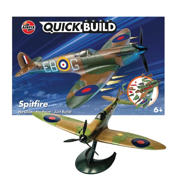 Airfix J6000 Quick Build Spitfire Aircraft Model Kit,Multi-colored,116 millimeters