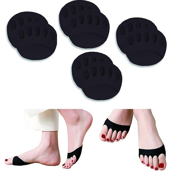 Skeerthy Fabric Metatarsal Pads 4 Pairs Soft Ball of Foot Cushion Pads Reusable Forefoot Pads for Women Men Prevention Pain Relief