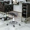 Faux Leather Rolling Single Seat w/Adjustable Height Lift and Chrome Leg Finish