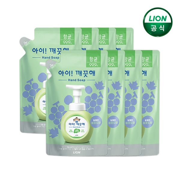 Aikkeokhae Foaming Large Capacity Hand Sanitizer Green Grape 450ml Refill x 8