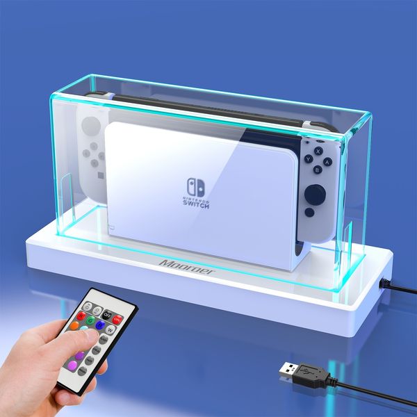 Nintendo Switch/OLED Anti-Scratch Slim Dock Case  with 16 LED Colors Light Base