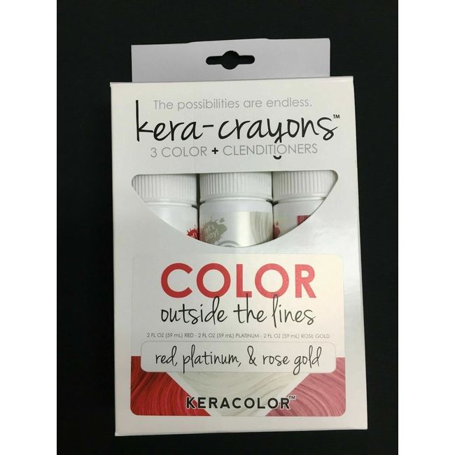 Keracolor, Kera-Crayons Set, 3 Colors- Red, Platinum & Rose Gold, 2 oz each