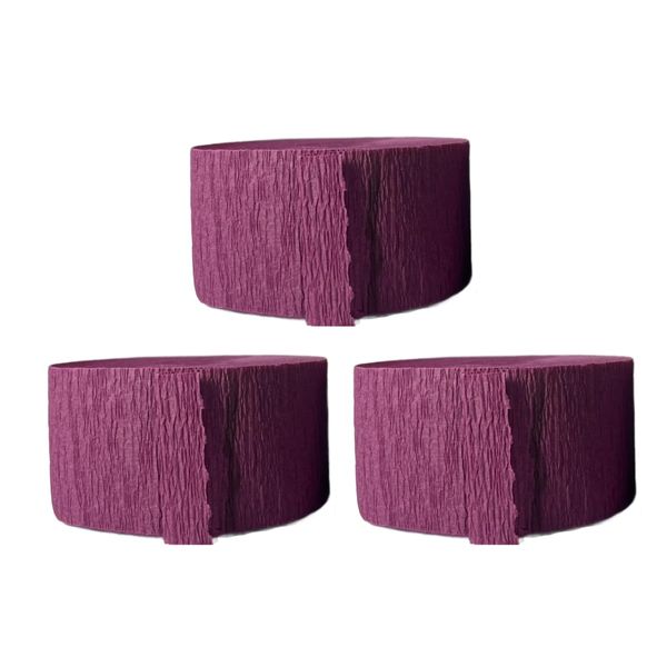 K-Kraft - 3 Rolls Maroon Plum Crepe Paper Streamers