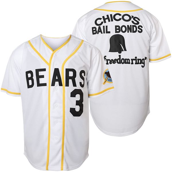 Bad News Bears #12 Tanner Boyle Movie 1976 Chico's Bail Bonds Baseball Jersey (XX-Large, 3 White)