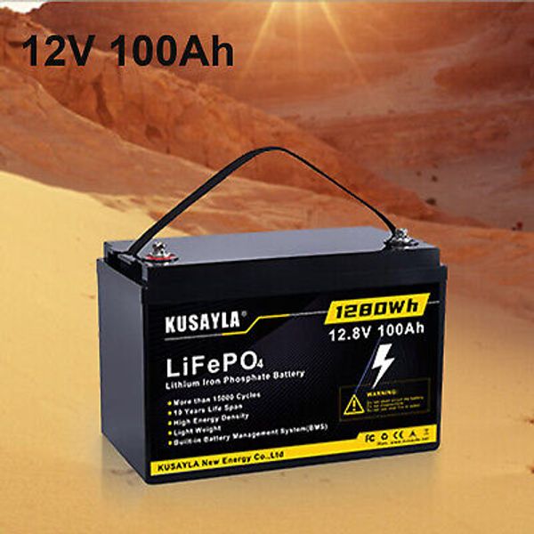 12V 100Ah Lithium LiFePO4 Deep Cycle Battery for Solar, Fish Finder, Marine ,RV