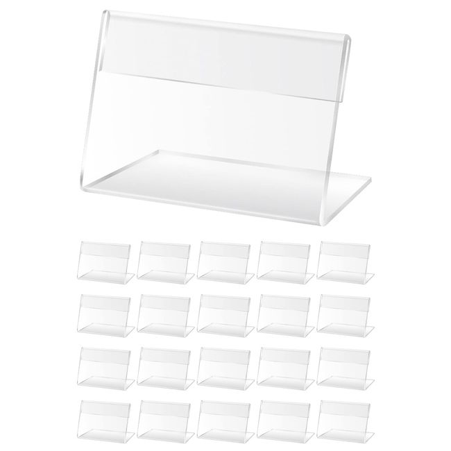 ETLIFE Pop Stand, Card Holder, L Shape, Business Card Size, Set of 20, [With Protective Film, Peel & Close] Acrylic, Price Card, Name Card, POP (Yes Protective Film)