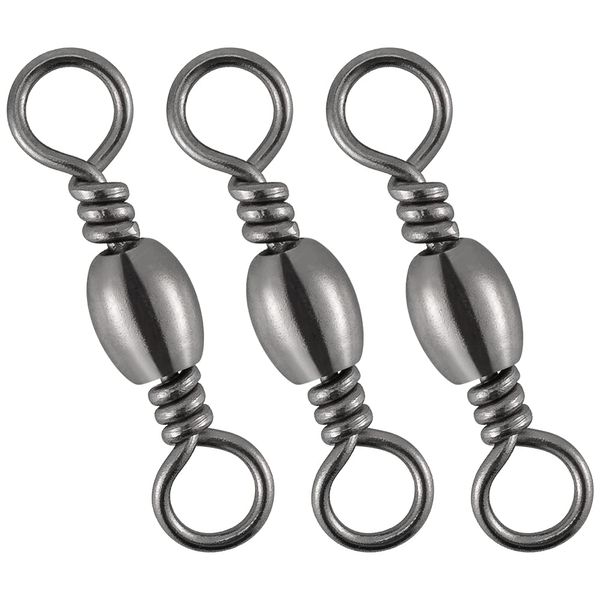 Dr.Fish 50 Pack Swivels Fishing Tackles Barrel Swivels Stainless Steel Copper Solid Ring Freshwater Fishing Swivels Connector Black Nickel 30Lb