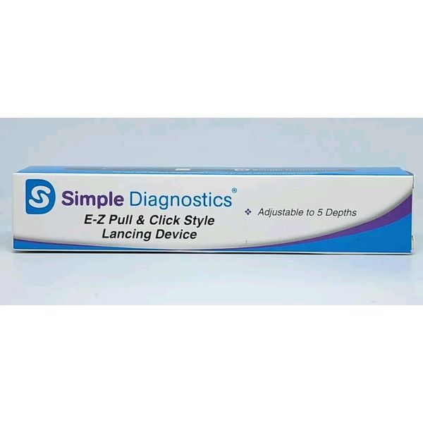 Simple Diagnostics E-Z Pull Click Lancing Device NDC# 98302-0001 Blue Up 5 Depth