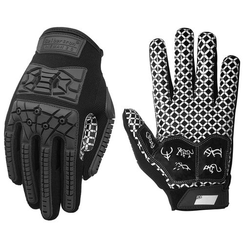 Seibertron Lineman/Linebacker Gloves 2.0 Padded Palm American Football Receiver Gloves, Flexible TPR Impact Protection, Back of Hand Gloves, Adult Sizes, Black, L