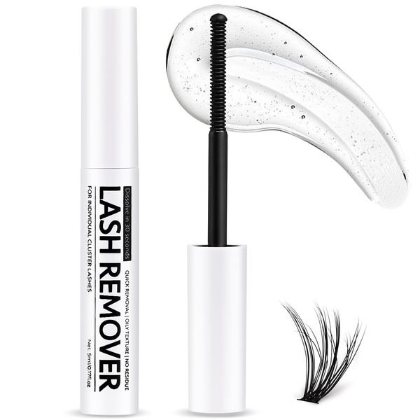 Miuffue Eyelash Glue Remover 5ML Cluster Lash Remover, Lash Remover for Individual Cluster Lashes, Lash Bond, and False Eyelash Wisps, Gentle Non-irritating Mascara Wand Eyelash Extension Remover