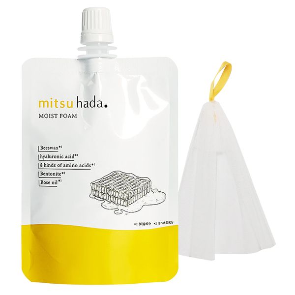 Mitsuhada 2.8 oz (80 g), Foaming Face Wash, Mud Face Wash, Pores, Blackheads, Dense Foam, Clay, Beeswax, Includes Dedicated Net