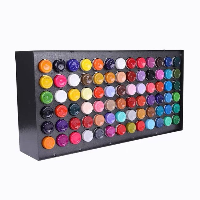 Pigment Ink Tattoo Holder, 78-Hole Iron Wall-Mounted Tattoo Pigment Bottle Holder Display Stand, Permanent Makeup Pigment Ink Bottle Holder Vertical Storage Rack for 78 Bottle Cap Machine Supply