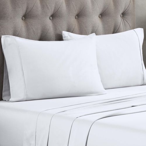Combed Cotton, 300 Thread Count Pillowcases Set of 2, Single Ply Cotton, Soft and Luxurious Bedding Sets - 20" x 40" King Pillowcase, White
