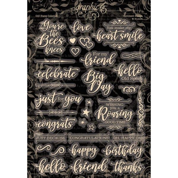 Graphic 45 Staples Stamps Sentiment, Assorted, One Size