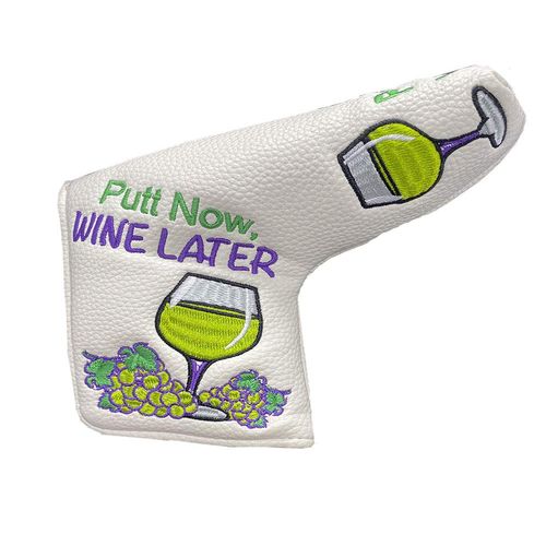 Giggle Golf Blade Putter Cover | Golf Bag Accessory | Great Golf Gift for Women & Men (Putt Now, Wine Later)
