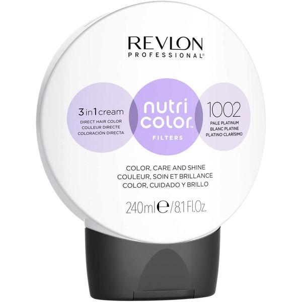 REVLON PROFESSIONAL Nutri Color Filters, Metallic Semi-Permanent Hair Color, 1002 Pale Platinum, 240 ml