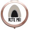 Bite me shark teeth [CMHUGE] folding compact pocket mirror - rose gold round circle shape