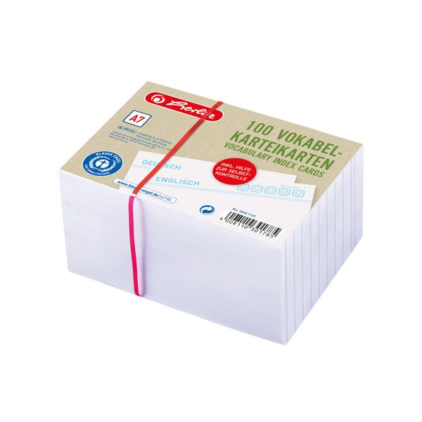 Herlitz A7 White Paper Index Cards