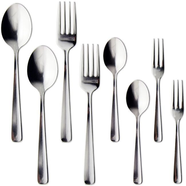 Nagao Hakaku 8 Piece Stainless Steel Dishwasher Safe Dinner Cutlery Set, Made in Japan